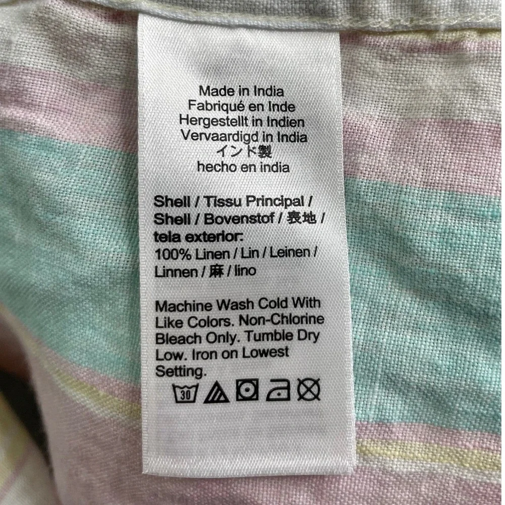 J.Crew Short Sleeve Shirt Mens L Pastel Multi Baird McNutt‎ Irish Linen BE546